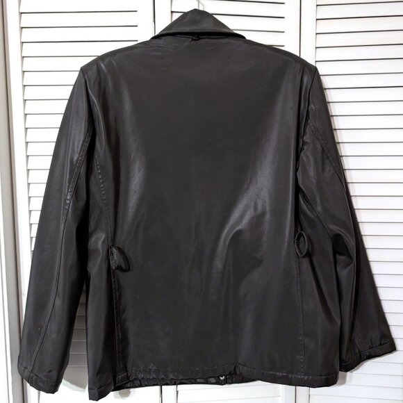 Vintage Y2K Outbrook Women's Black Jacket Large 12-14 Rain Coat Zipper Pockets - Picture 2 of 11